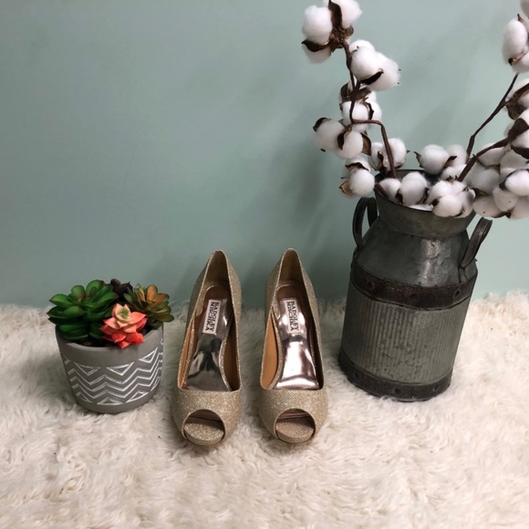 Badgley Mischka | Women's Ponderosa High Heels | Gold | Size 7.5 - Picture 2 of 5